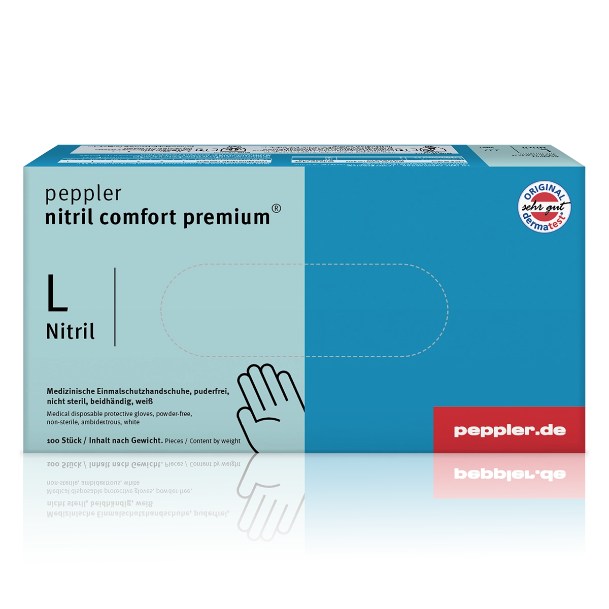 peppler nitril comfort premium® white | Nitrilhandschuh | Handschuhbox | Größe L