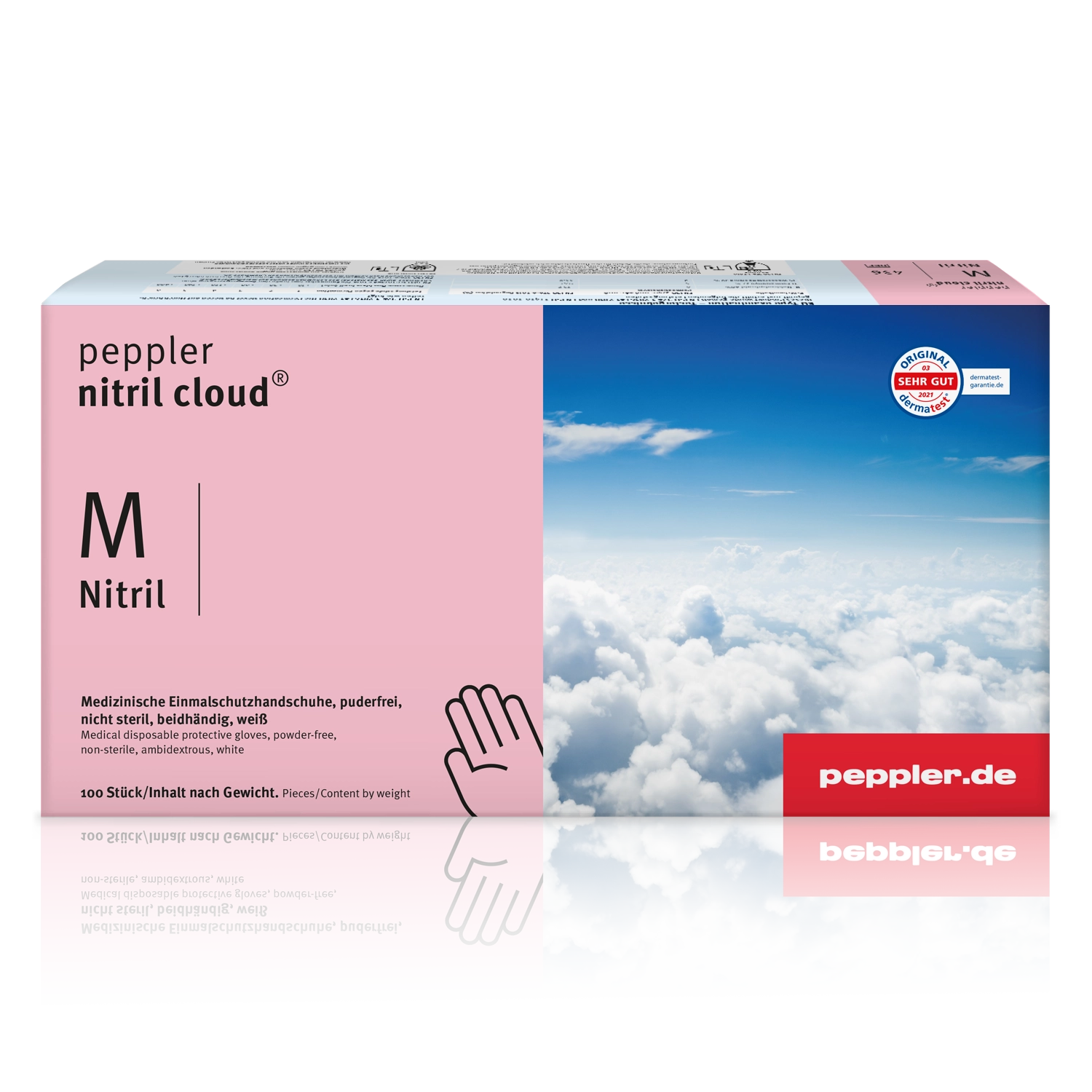 peppler nitril cloud ® | Nitrilhandschuh | Größe M | Handschuhbox