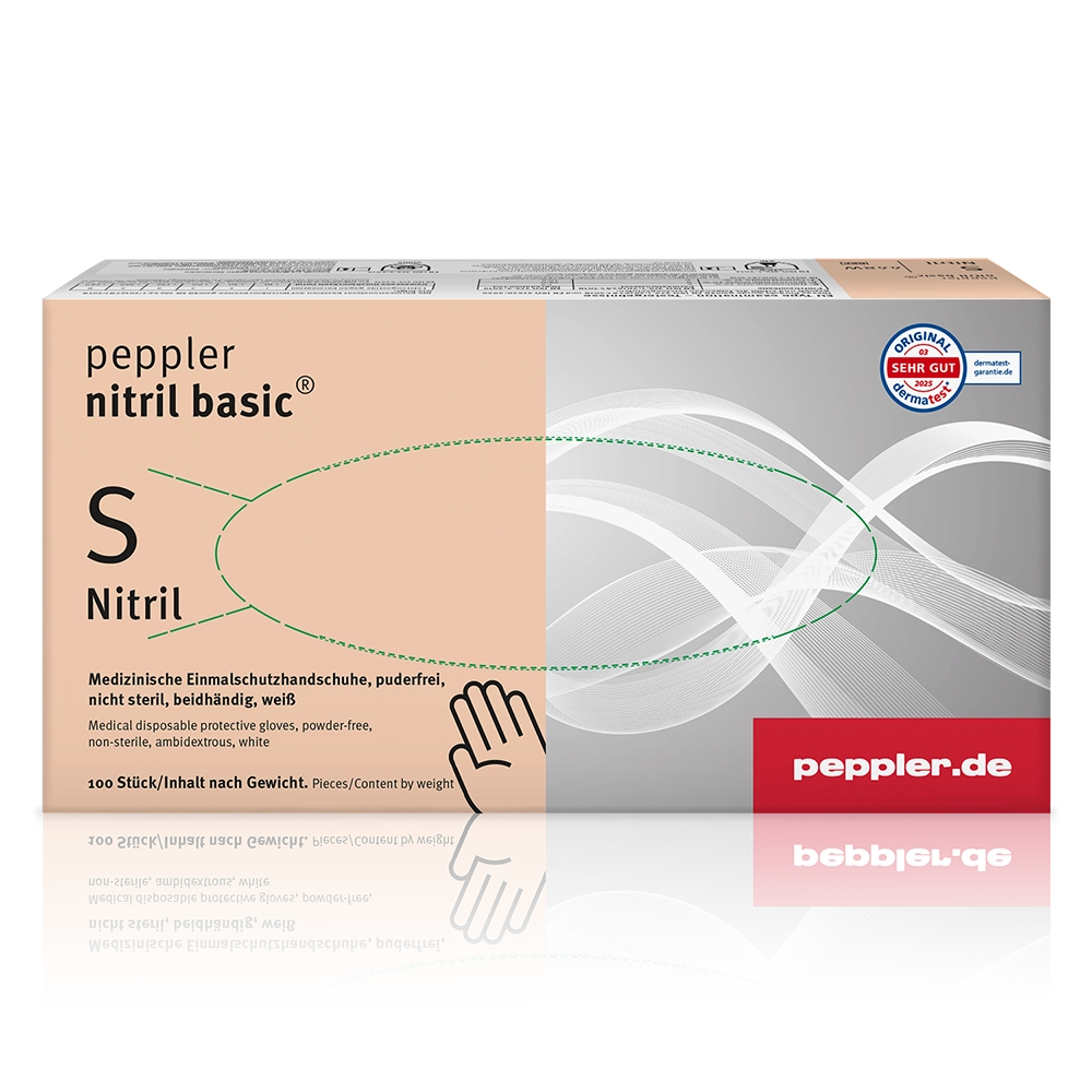 peppler nitril basic® | Nitrilhandschuh | weiß | Handschuhbox | Größe S