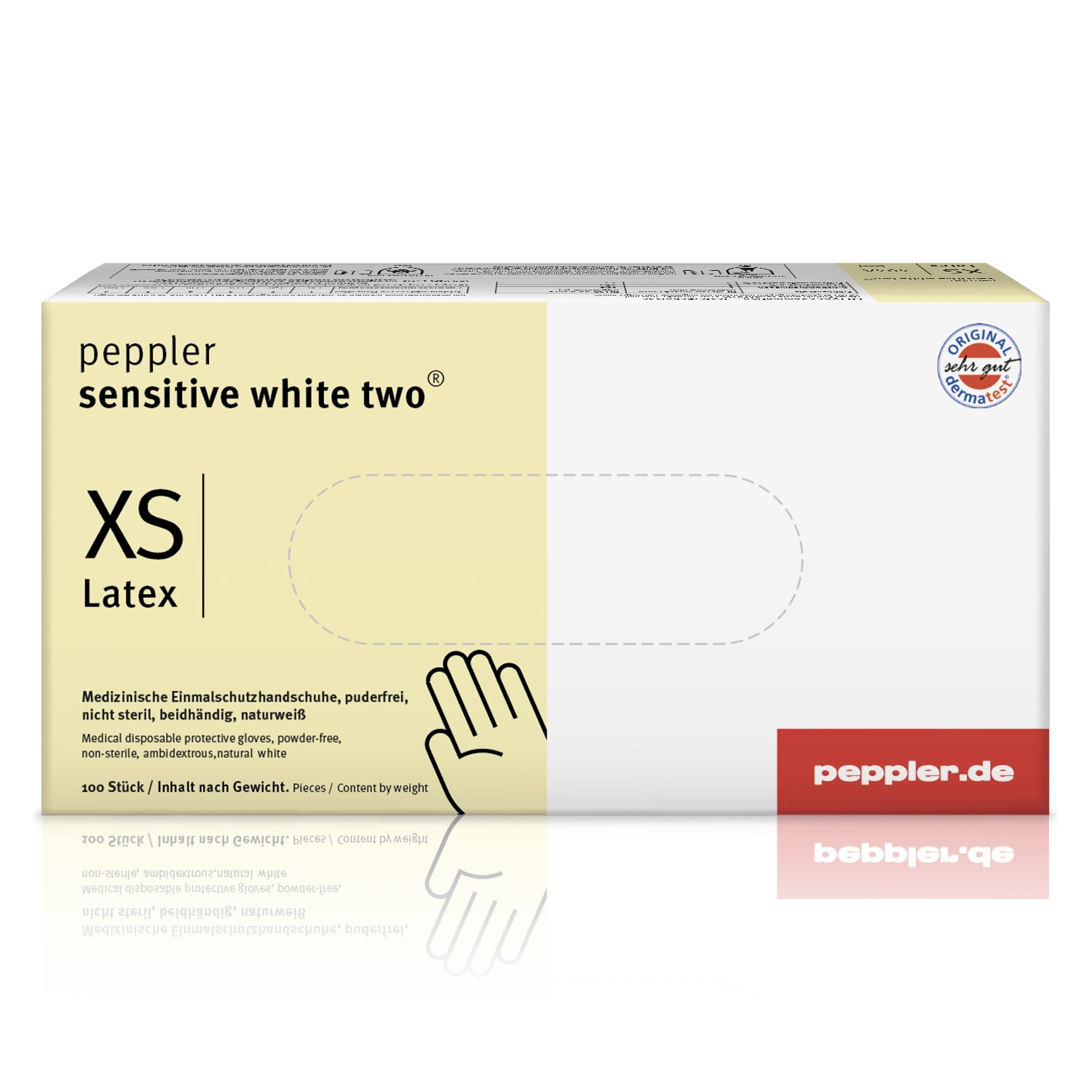 peppler sensitive white two® | Latexhandschuh | Größe XS | Handschuhbox
